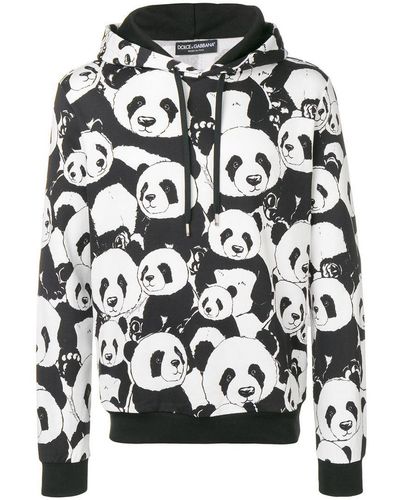 Dolce & Gabbana Sweat à pandas imprimés et capuche - Noir