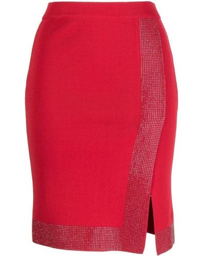 Karl Lagerfeld Rhinestone-embellished Knit Skirt - Red