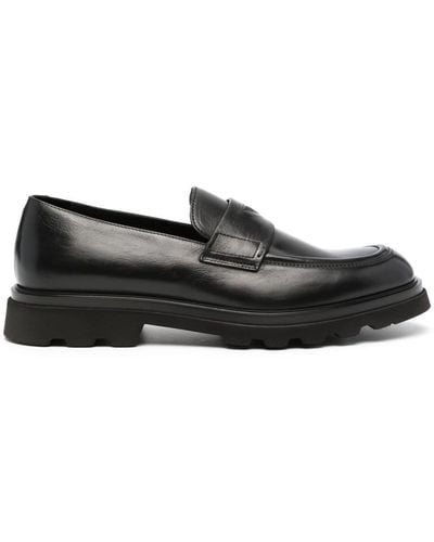 Doucal's Round-toe Leather Loafers - Black