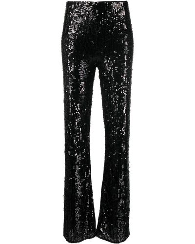 Patrizia Pepe Sequin-embellished Mid-rise Trousers - Black