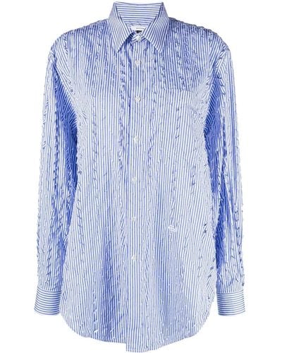 Eytys Striped Pinked Long-sleeve Shirt - Blue