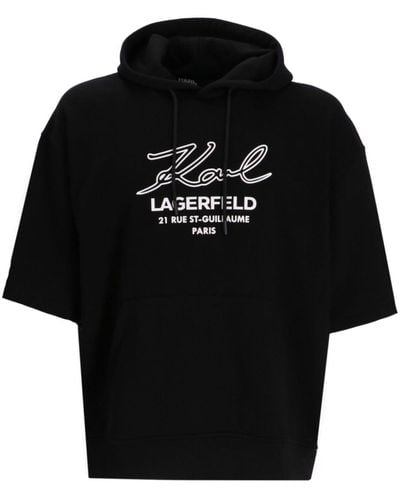 Karl Lagerfeld Logo-print Short-sleeve Hoodie - Black