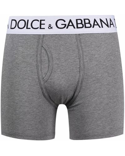 Dolce & Gabbana Logo-waistband Boxer Trunks - Grey