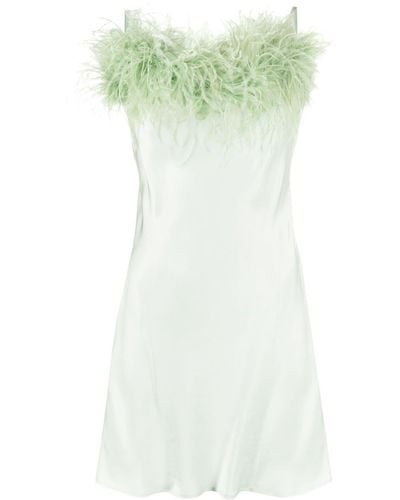 Sleeper Boheme Feather-trim Minidress - Green