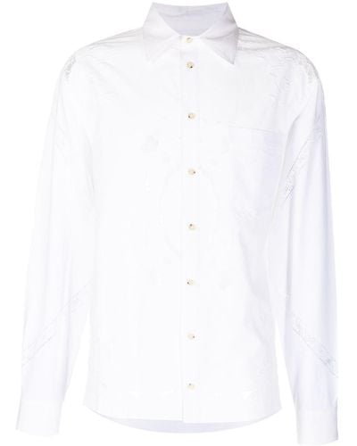 Marine Serre Floral Embroidered Cut-out Shirt - White