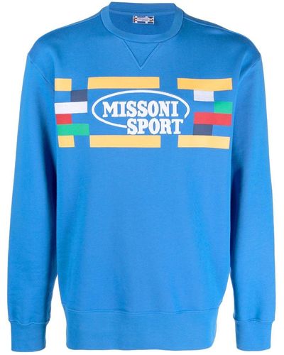 Missoni Sweatshirt mit Logo-Print - Blau