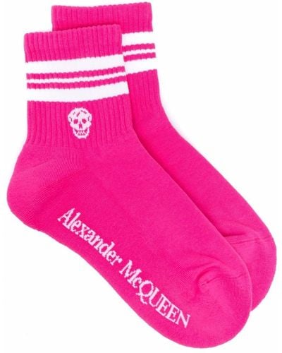 Alexander McQueen アレキサンダー・マックイーン スカル ストライプ 靴下 - ピンク