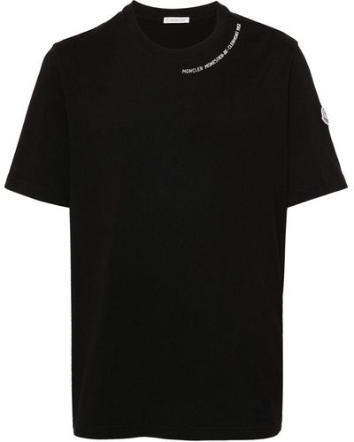 Moncler Rubberised-logo Cotton T-shirt - Black