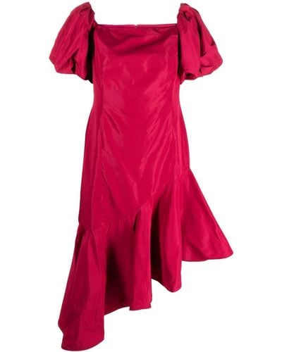 Polo Ralph Lauren Ruffled Asymmetrical Taffeta Gown - Red