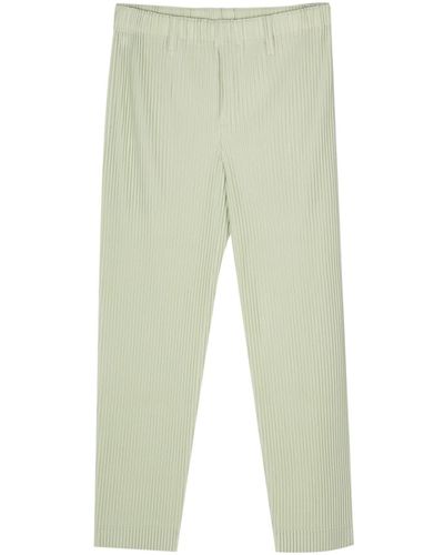 Homme Plissé Issey Miyake Pantalon de costume à design plissé - Vert
