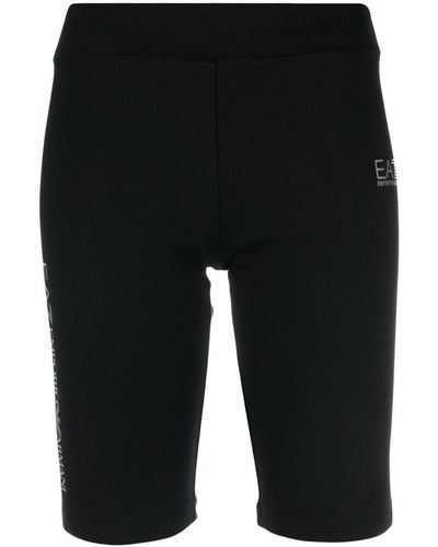 EA7 Logo-print Cycling Shorts - Black