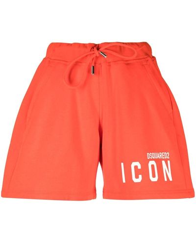 DSquared² Logo-print Cotton Shorts - Red
