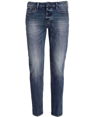 Emporio Armani Washed Slim-cut Jeans - Blue