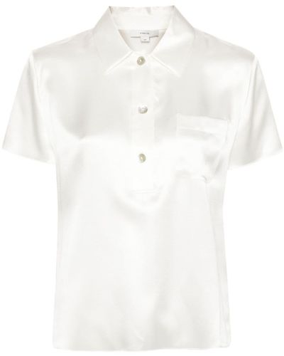 Vince Poloshirt aus Seide - Weiß