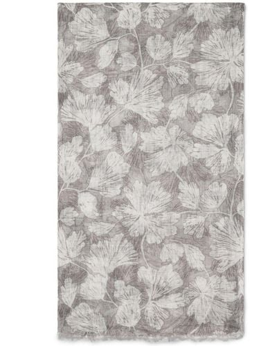 Brunello Cucinelli Floral-print Linen Scarf - Grey