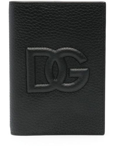 Dolce & Gabbana Portefeuille en cuir à logo embossé - Noir