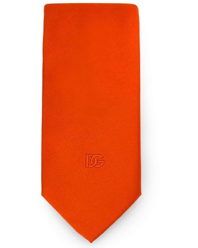 Dolce & Gabbana Logo-embroidered Silk Tie - Orange