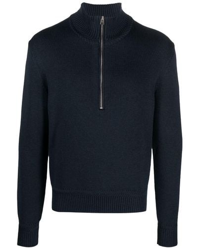 Tom Ford Half-zip Wool-silk Sweater - Blue