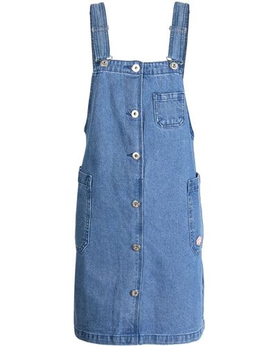 Chocoolate Logo-patch Washed Denim Overalls - Blue