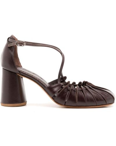Sarah Chofakian Lee 65mm Leather Court Shoes - Brown