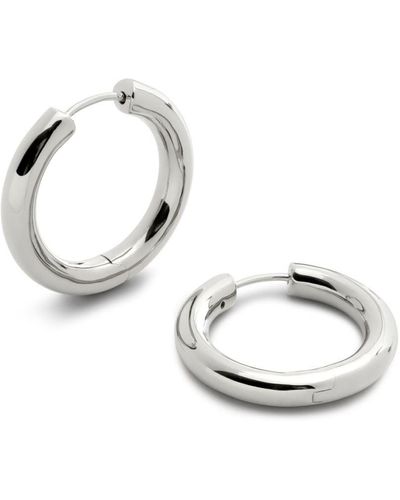 Monica Vinader Medium Essentials Click Tube Hoop Earrings - Metallic
