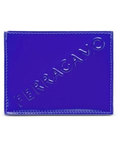 Ferragamo Credit Card Holder With 3d Signature - Purple