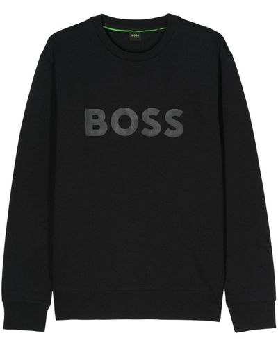 BOSS Logo-appliqué Cotton Sweatshirt - Black