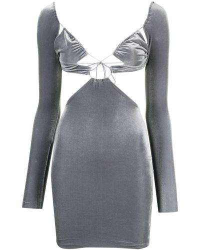 Amazuìn Velvet-effect Open-back Minidress - Gray