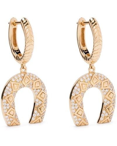 Harwell Godfrey 18kt Yellow Gold Horseshoe Diamond Drop Earrings - Metallic