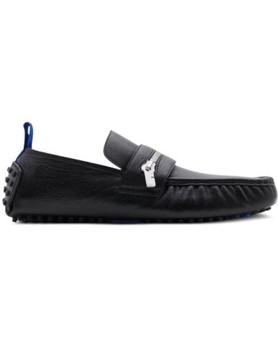 Burberry Zip-detail Leather Loafers - Black