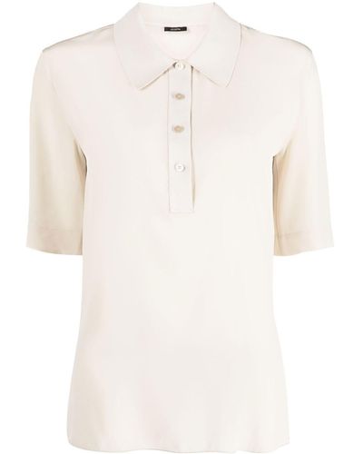 JOSEPH Short-sleeve Silk Polo Shirt - Natural