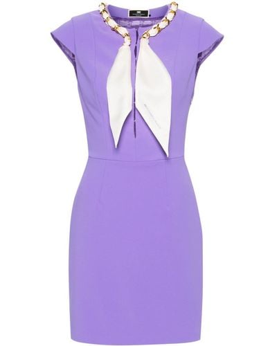 Elisabetta Franchi Scarf-embellished Mini Dress - Purple