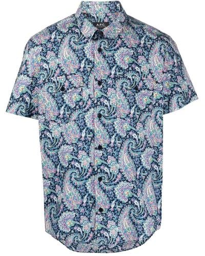 A.P.C. Overhemd Met Paisley-print - Blauw