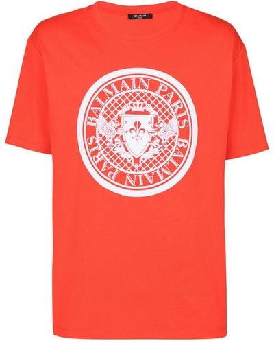 Balmain Coin Cotton T-shirt - Orange