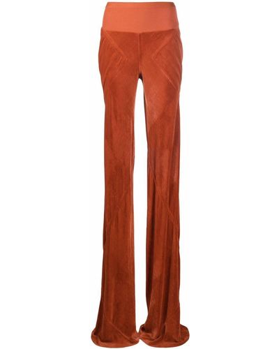 Rick Owens Pantaloni con effetto velluto - Arancione