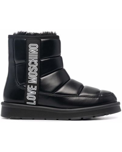 Love Moschino Logo Print Chunky Boots - Black