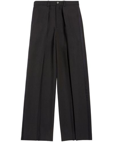 Balenciaga Pleated Wool Tailored Pants - Black