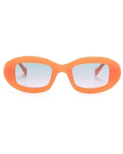 Retrosuperfuture Gafas de sol con montura redonda y logo - Naranja