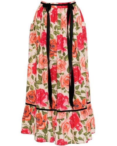 BATSHEVA X Laura Ashley Kipp Floral-print Skirt - Red