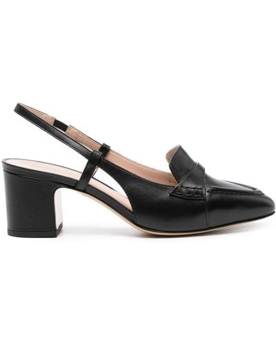 SCAROSSO Bianca 60mm Leather Court Shoes - Black