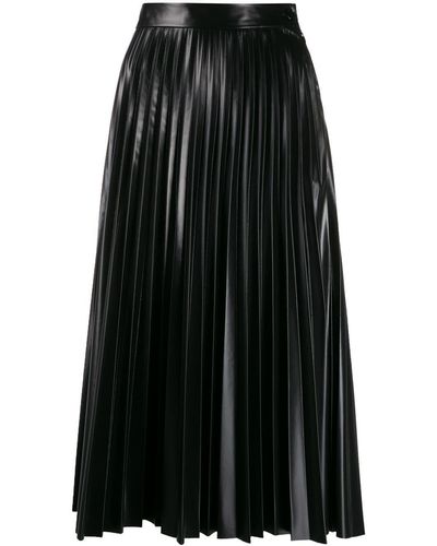 Leather pleated top midi skirt uk