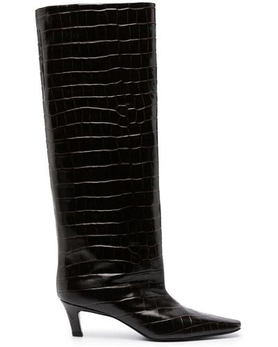 Totême Crocodile-embossed Knee-high Boots - Black