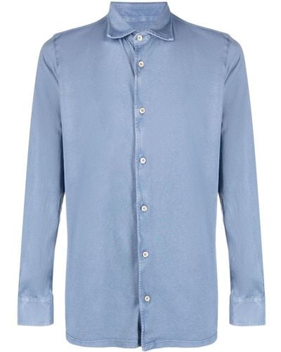 Fedeli Long-sleeve Cotton Shirt - Blue