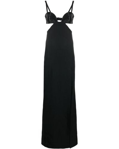 Elie Saab Crystal-embellished Crepe Gown - Black