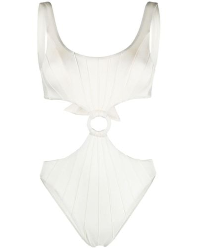 Noire Swimwear Badeanzug mit Cut-Outs - Weiß