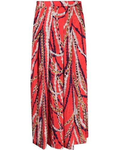 Roseanna Ninon Sevigny Chain-print Silk Skirt - Red