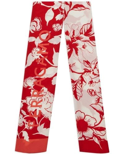 Ferragamo Schal mit Blumen-Print - Rot