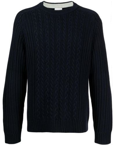Paul Smith Ribbed-trim Cable-knit Jumper - Blue