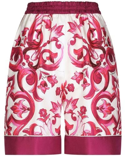 Dolce & Gabbana Bermudas con estampado mayólica - Rojo