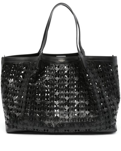 Serapian Secret Mosaico Leather Tote Bag - Black